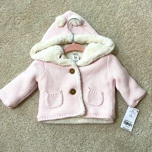 Carters girls pink sweater hoodie jacket 3 month